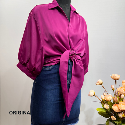 Plain Knotted Satin Shirt