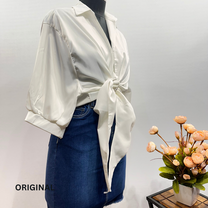 Plain Knotted Satin Shirt