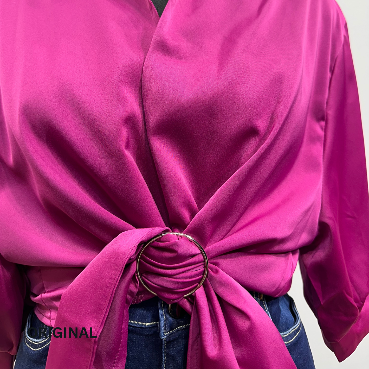 Plain Knotted Satin Shirt