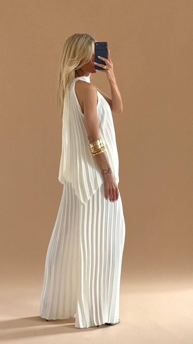Pleaded Halter Neck Top With Loose Bottom Coord Set FC2480