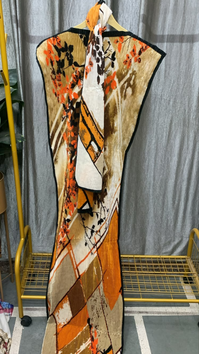 Pleaded Kaftan Dress With Scarf FC2535