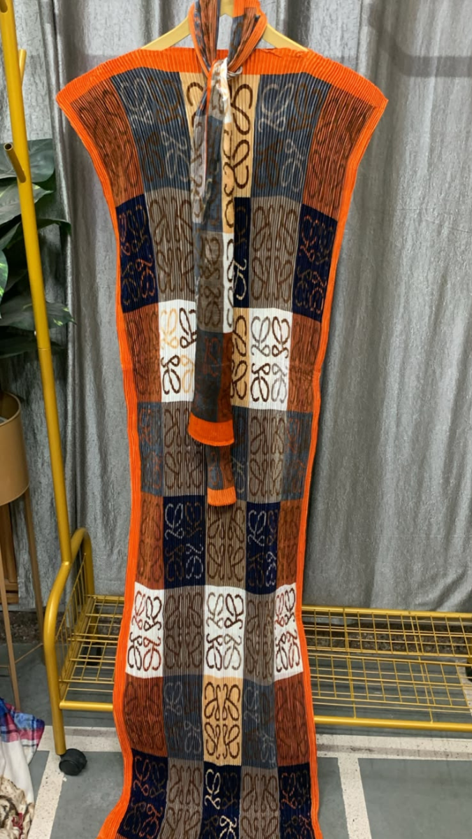 Pleaded Kaftan Dress With Scarf FC2535