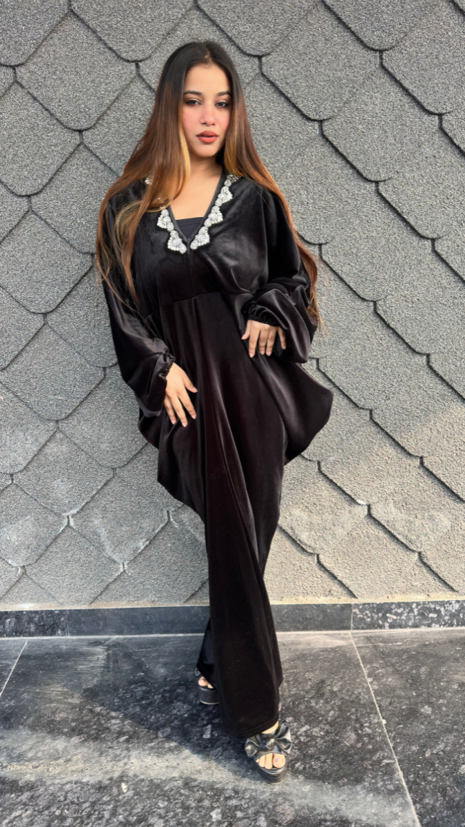 Pleaded Loose Sleeve Velvet Dress FC2114