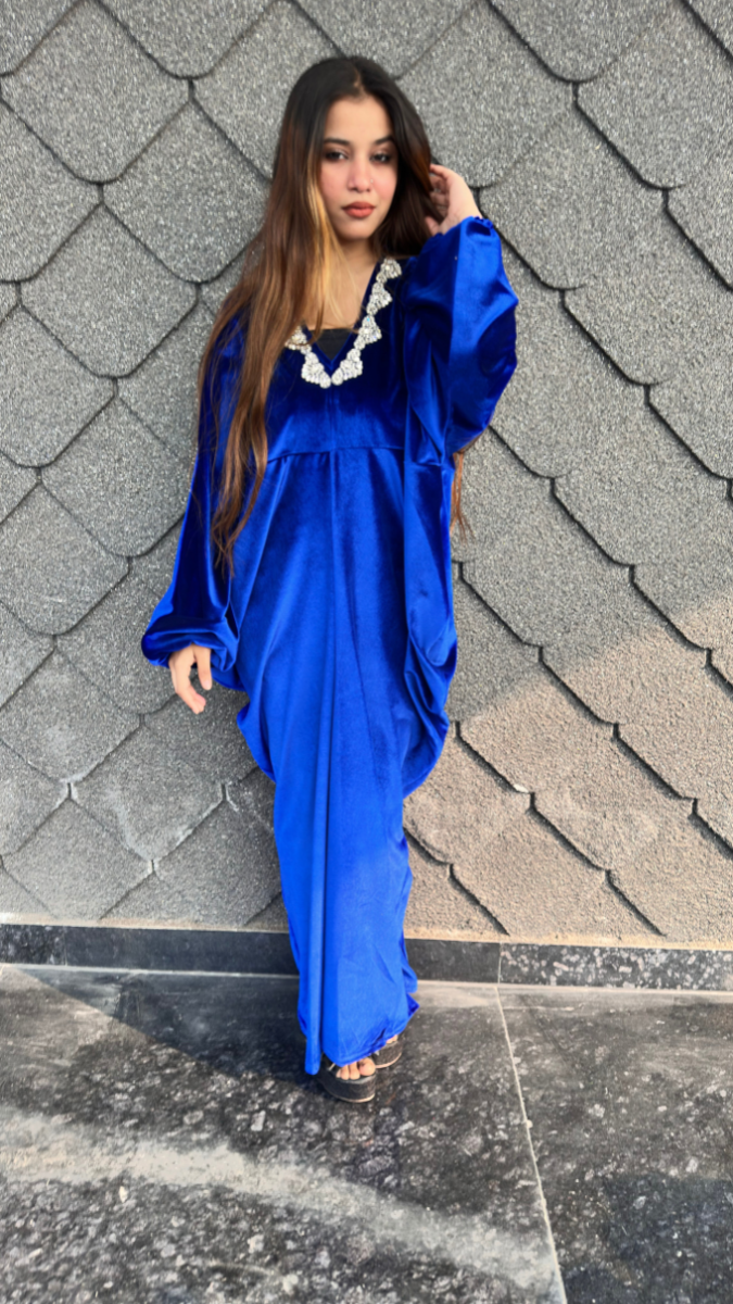 Pleaded Loose Sleeve Velvet Dress FC2114