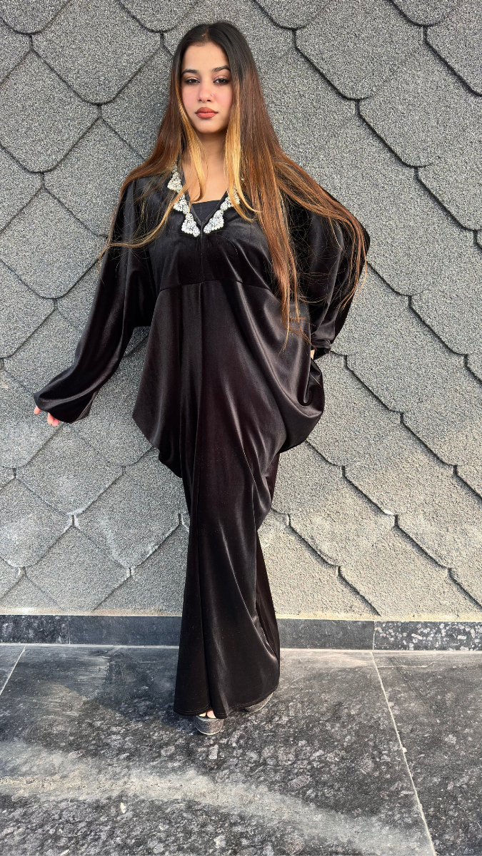 Pleaded Loose Sleeve Velvet Dress FC2114