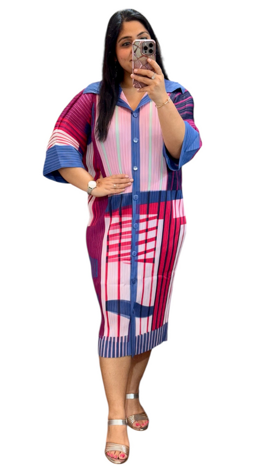 Pleaded Printed Midi Dress FC1905
