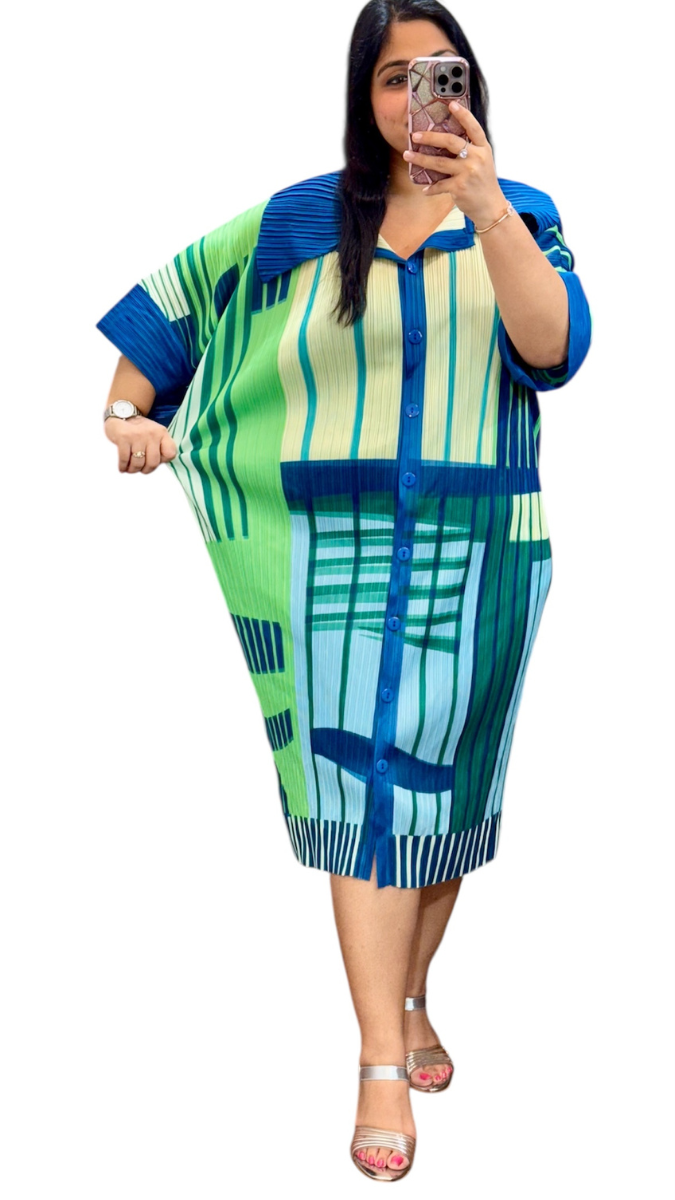 Pleaded Printed Midi Dress FC1905