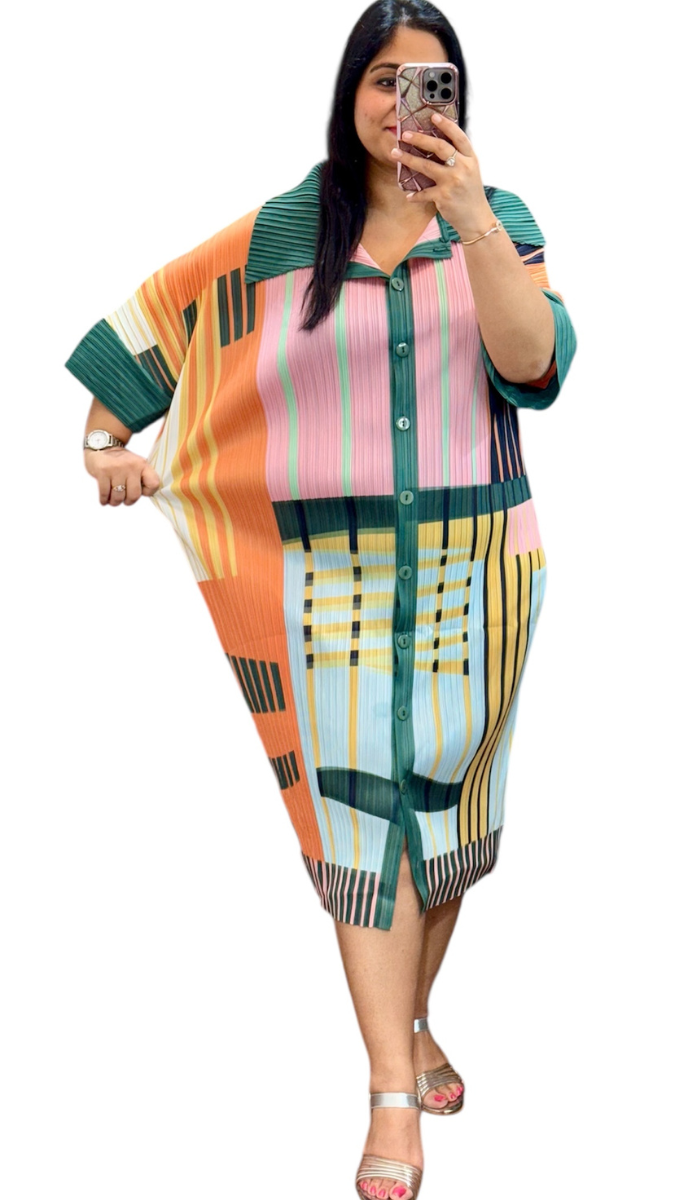 Pleaded Printed Midi Dress FC1905