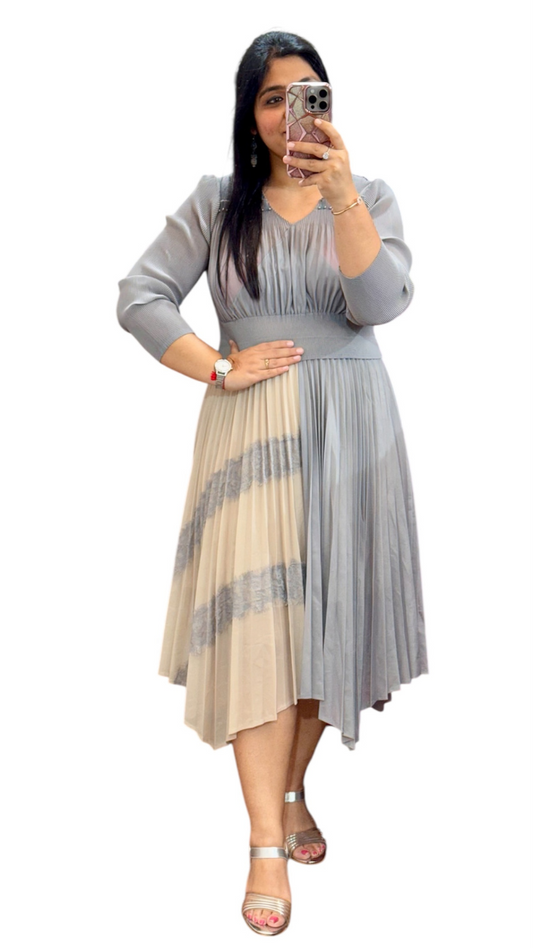 Pleaded Zig Zag Border Dress FC1901