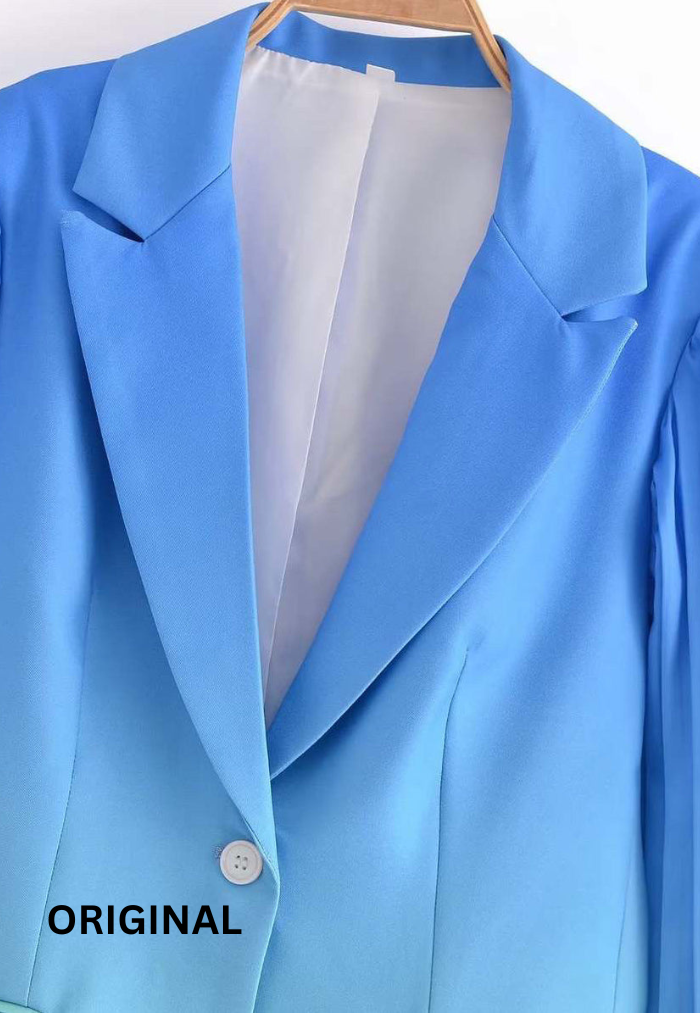 Pleated Long Sleeve Ombre Slim Fit Lapel Suit