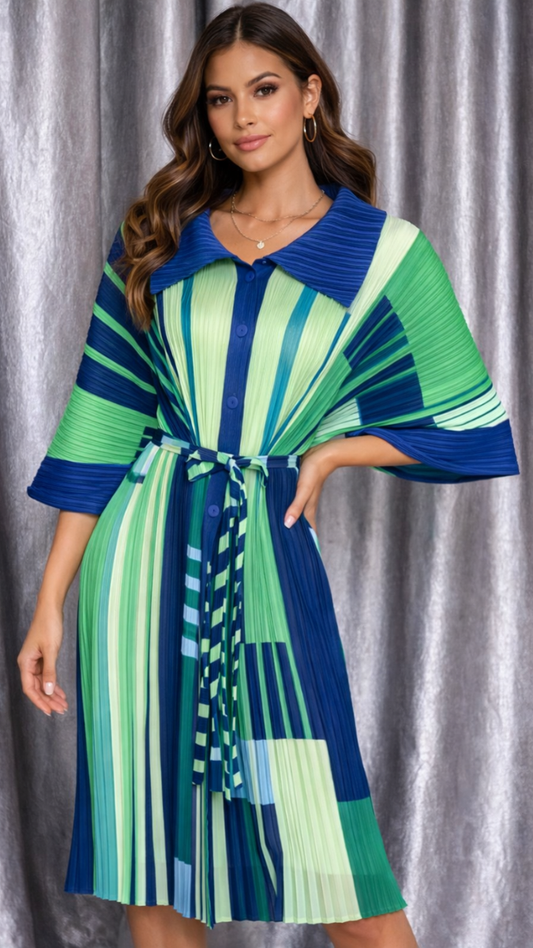 Pleated Printed Dress FC2221