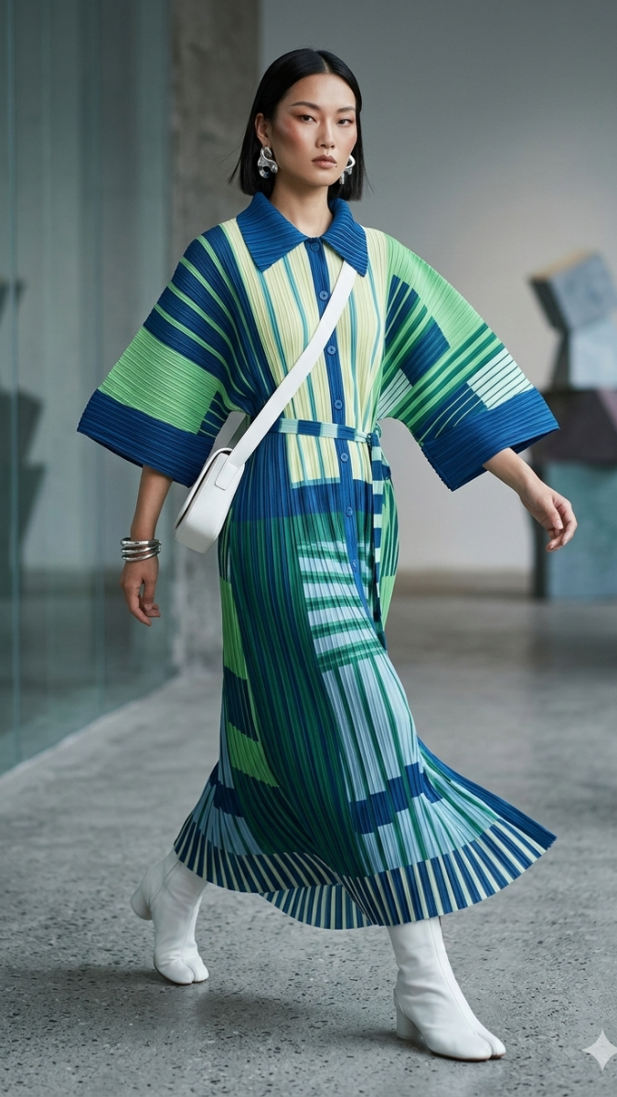 Pleated Printed Dress FC2221