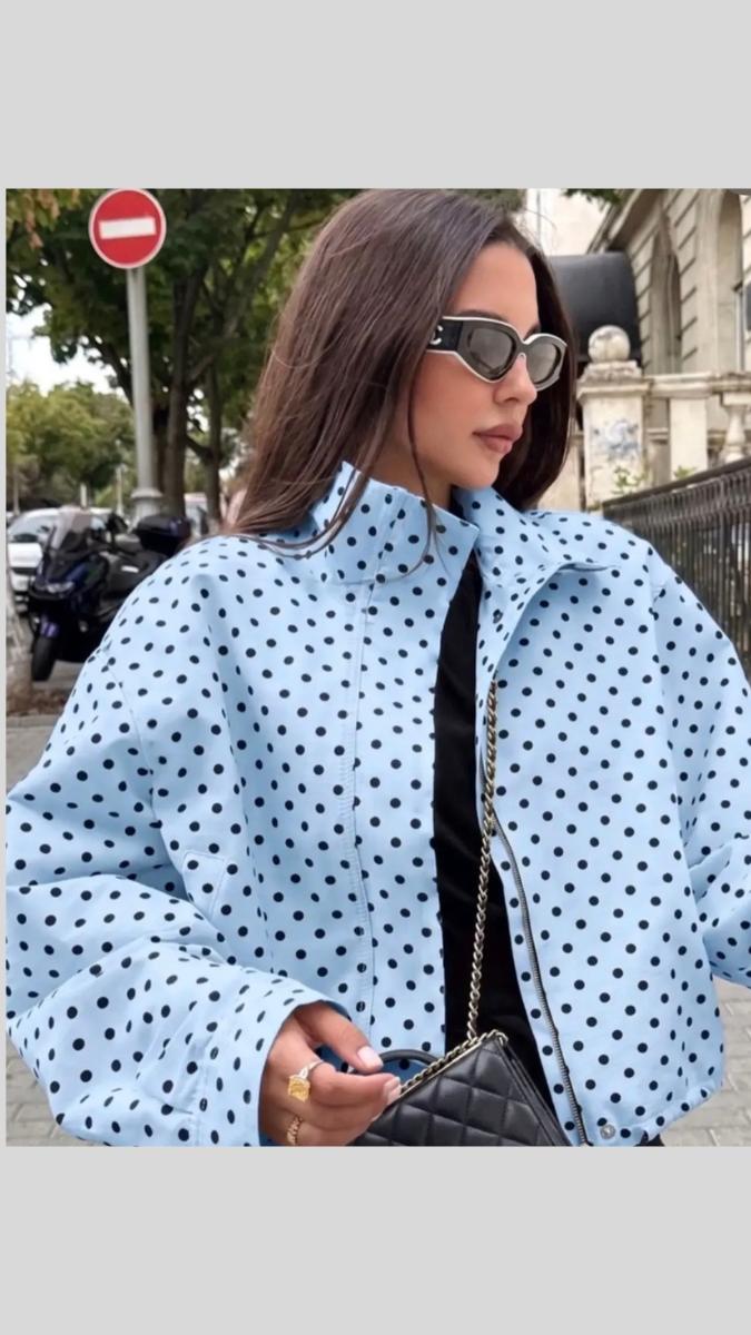 Polka Dot High Collar Jacket FC2602