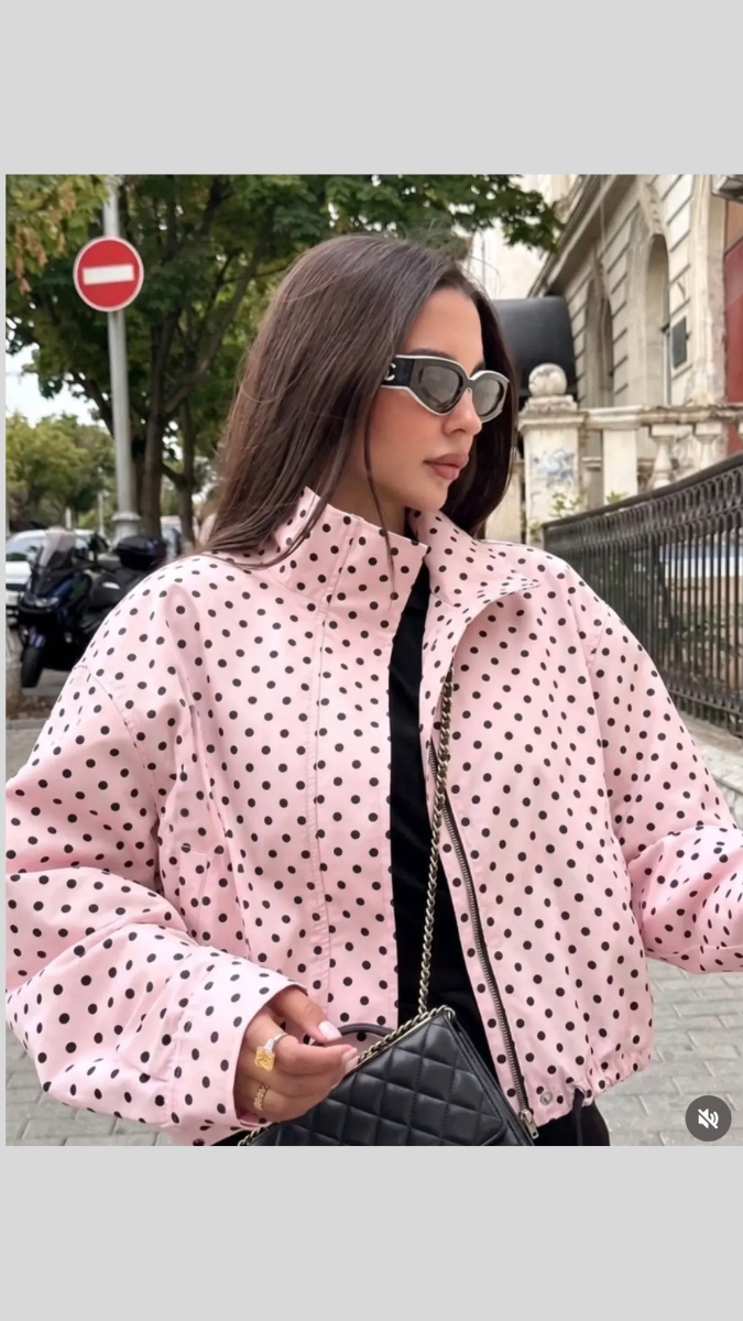 Polka Dot High Collar Jacket FC2602