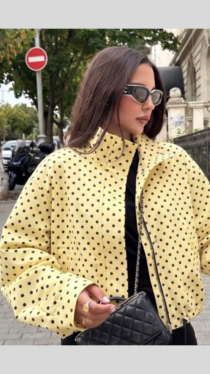 Polka Dot High Collar Jacket FC2602
