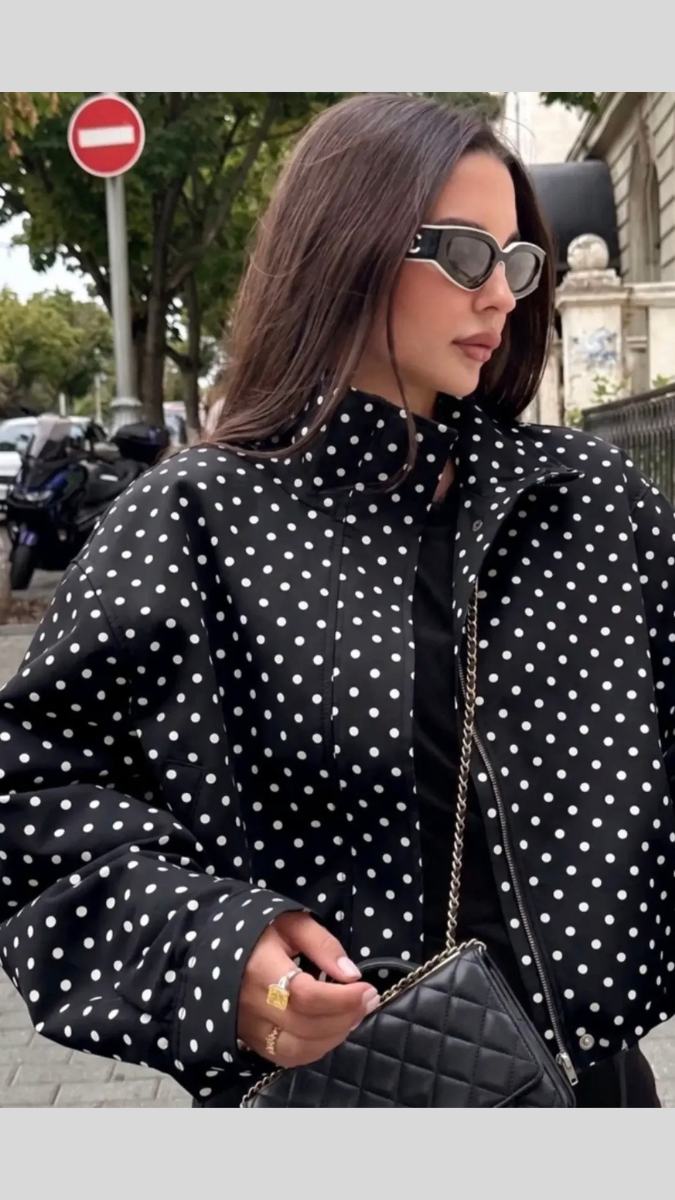 Polka Dot High Collar Jacket FC2602