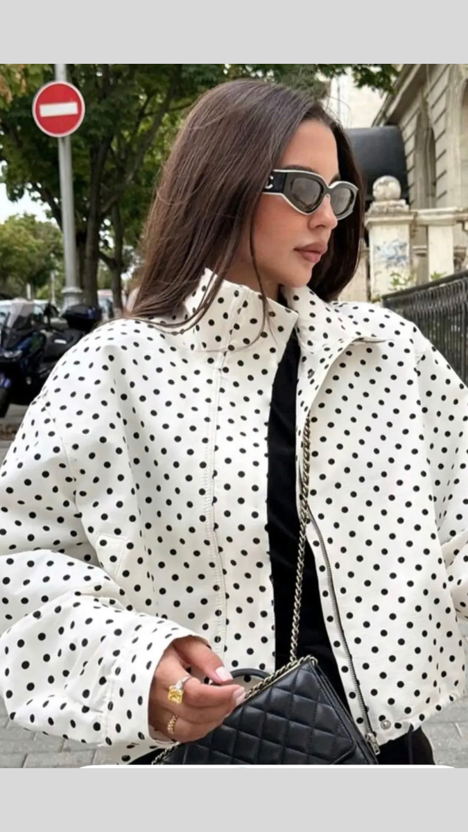 Polka Dot High Collar Jacket FC2602