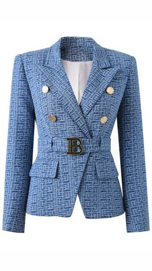 Printed Blazer With Belt FC1935