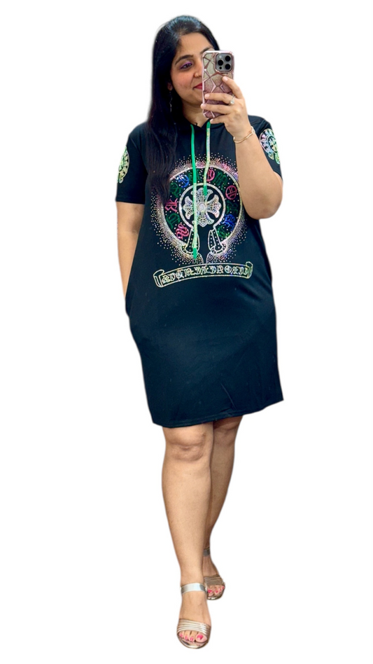 Printed Cap A- Line Dress FC1878
