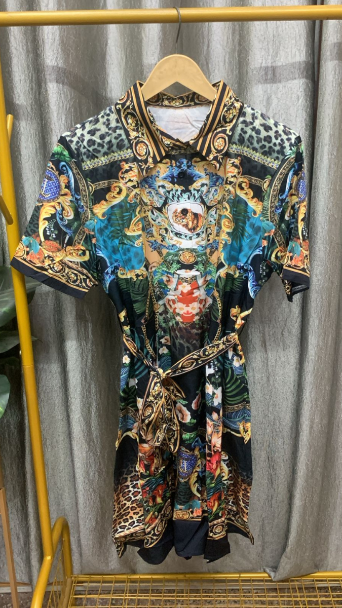 Printed Collared A- Line Dress FC2382