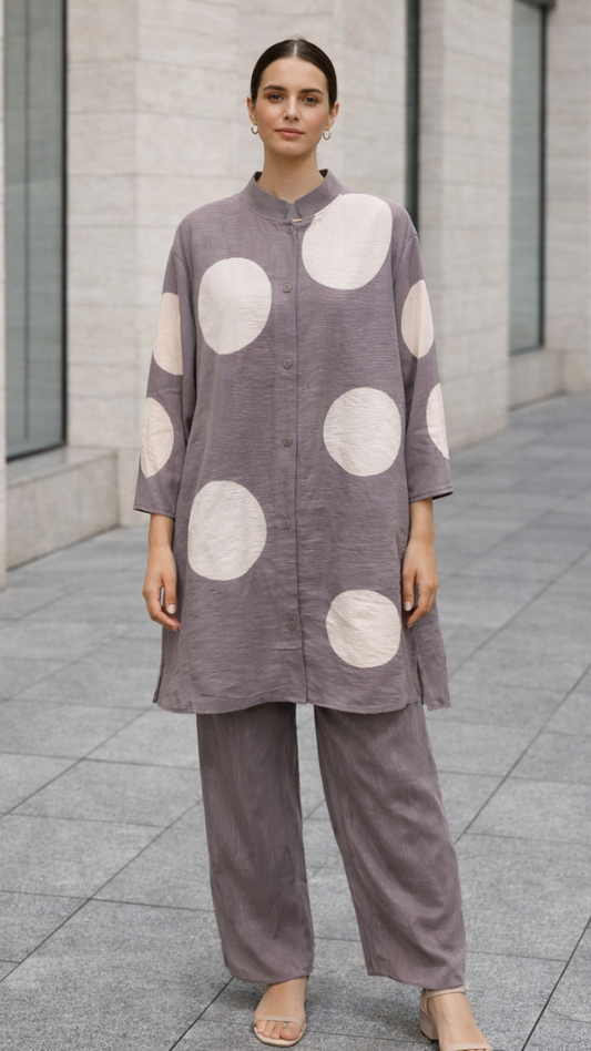 Printed High Collar Loose Kurti And Pant Coord Set FC2261