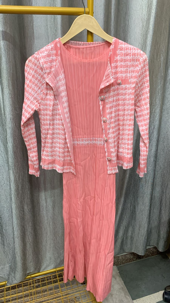 Printed Jacket And Pleated Dress FC2262