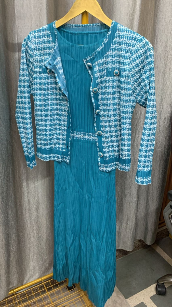 Printed Jacket And Pleated Dress FC2262