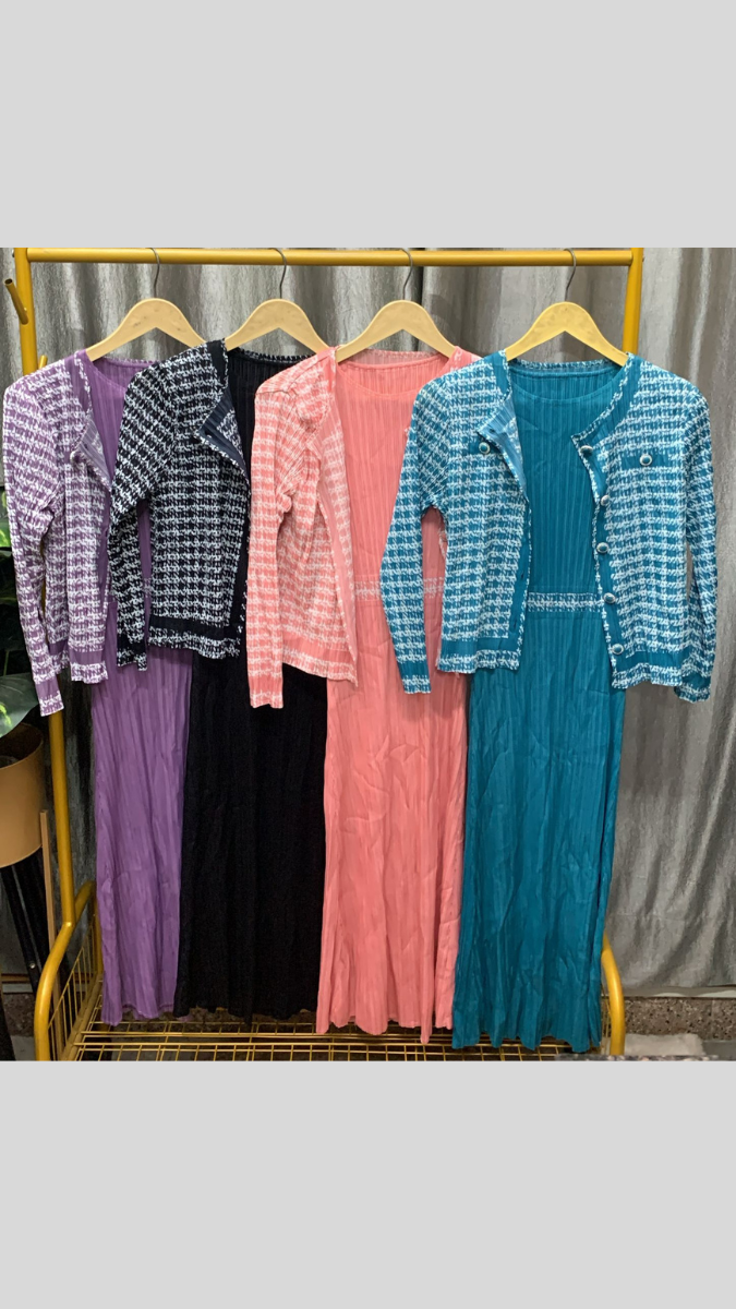 Printed Jacket And Pleated Dress FC2262