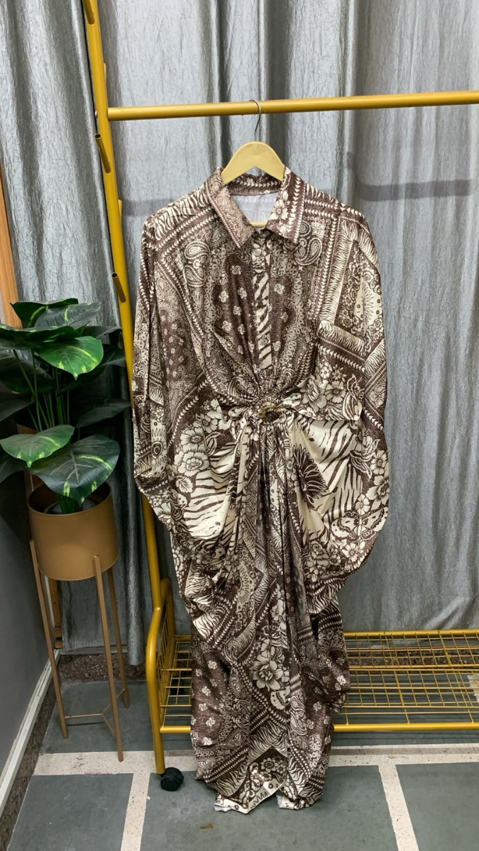 Printed Kaftan Dress With Collar FC2598
