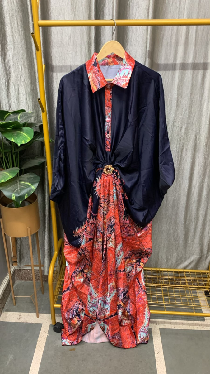 Printed Kaftan Dress With Collar FC2598