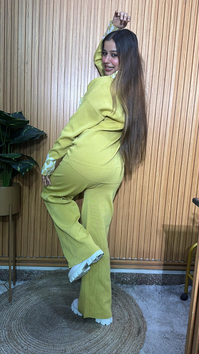 Printed Pocket And Collar Shirt And Pant Coord Set FC2060