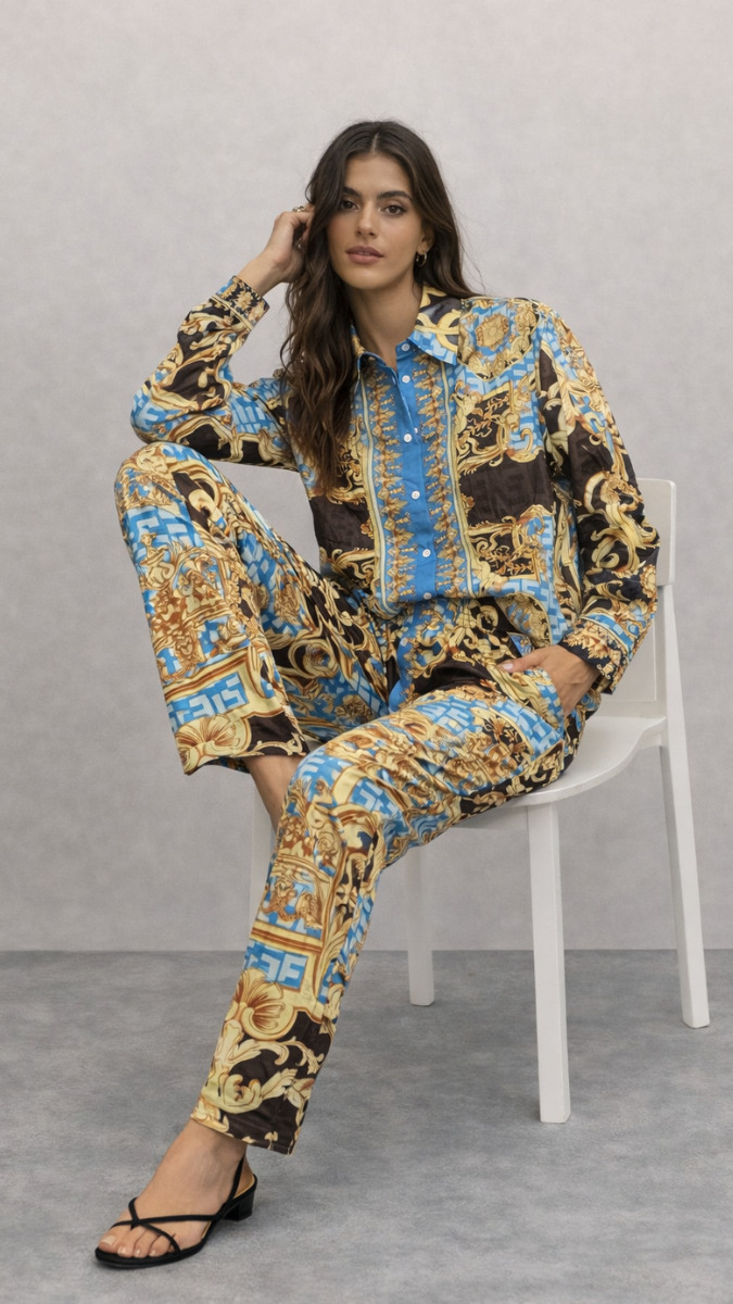 Printed Shirt And Pant Coord Set FC2296