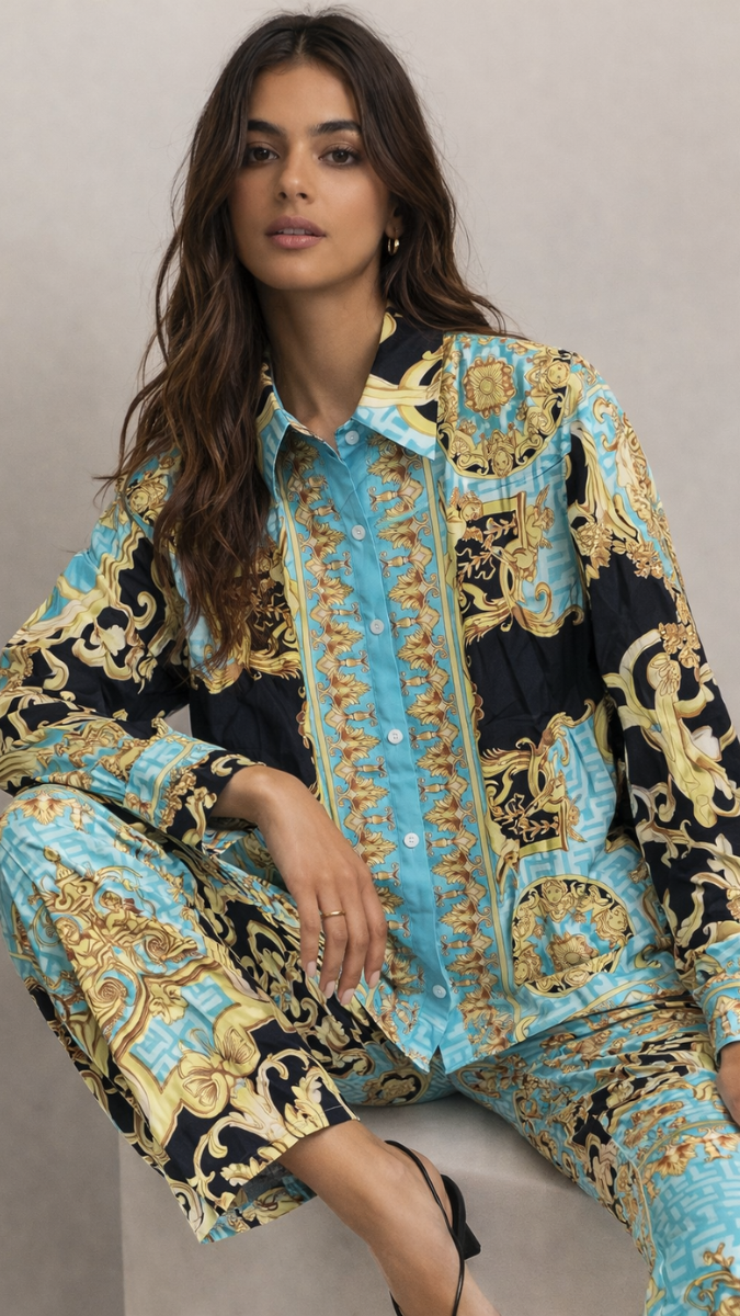 Printed Shirt And Pant Coord Set FC2296