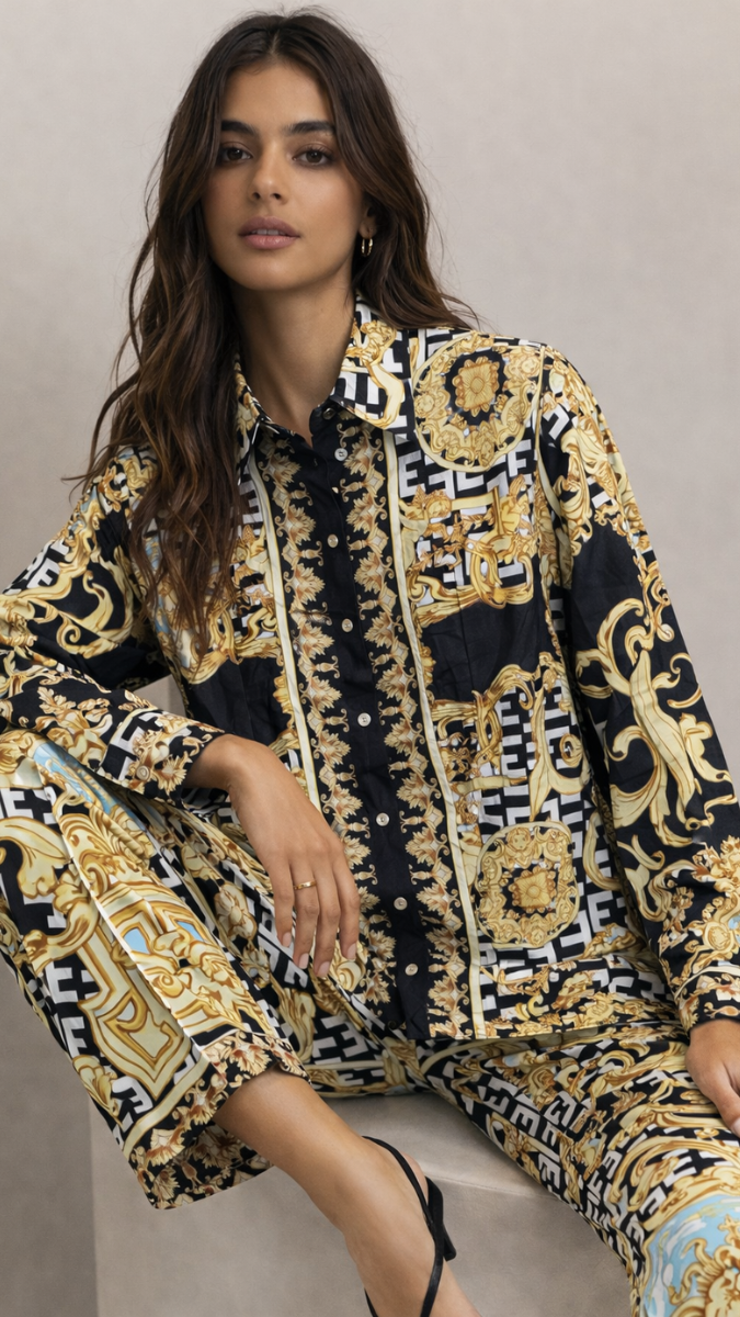 Printed Shirt And Pant Coord Set FC2296