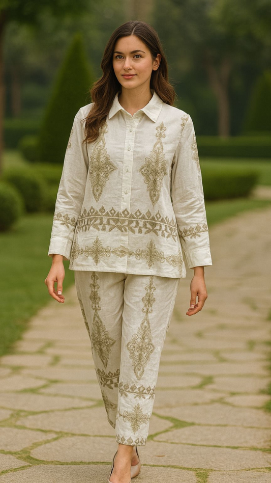 Printed Shirt Ankle Pant Coord Set FC1870