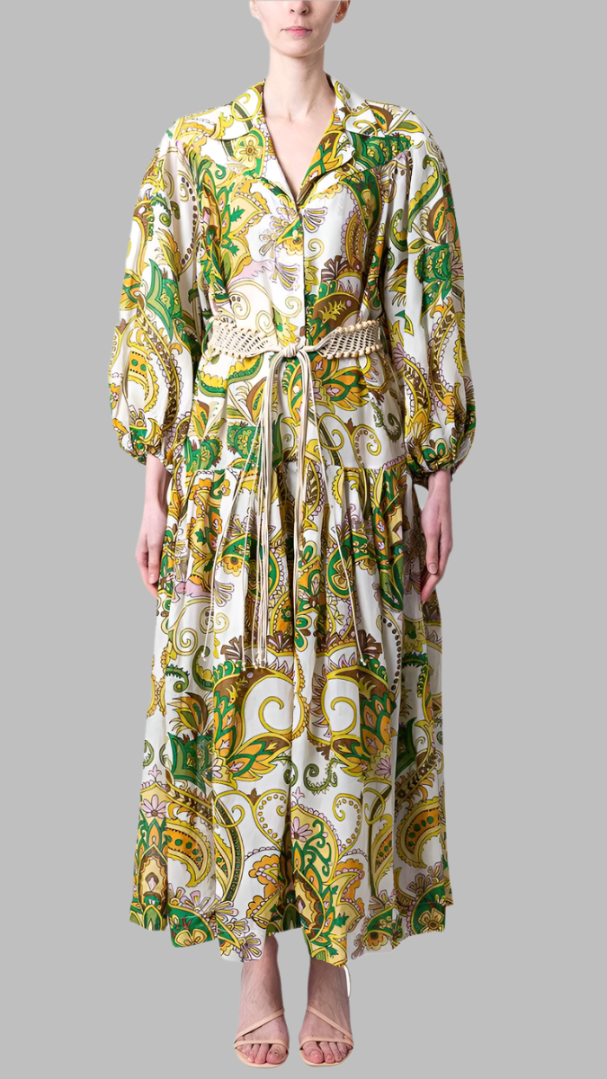 Printed Shirt Dress With Belt FC1821