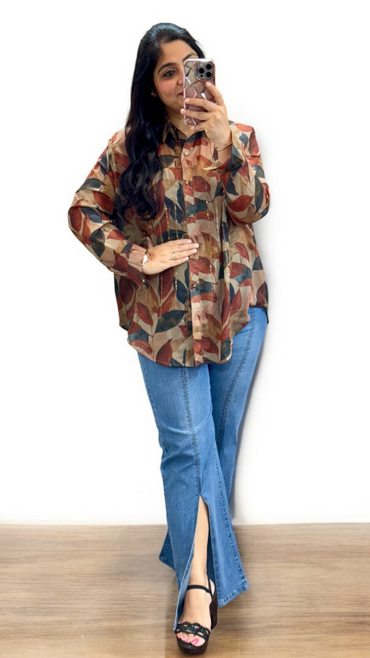 Printed Shirt With Glitter Lines FC1937