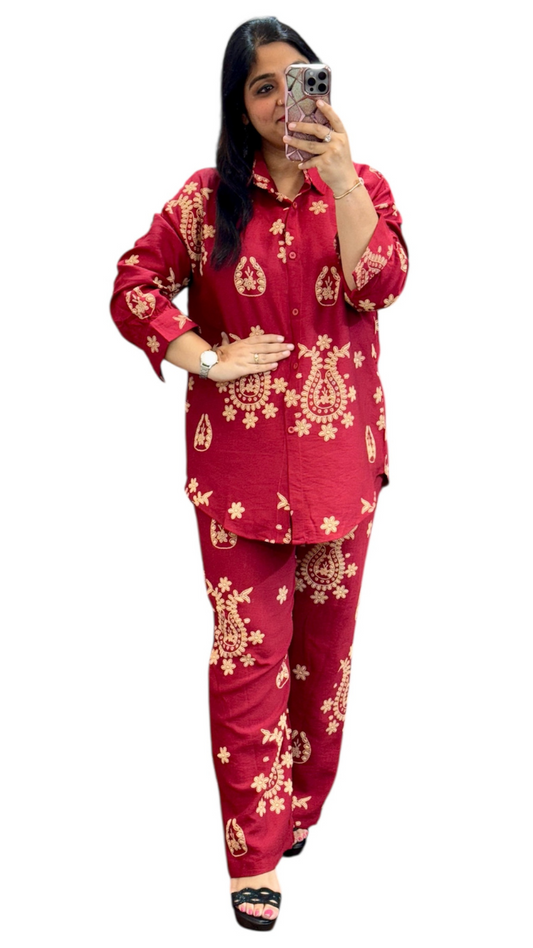 Printed Shirt With Trouser Coord Set FC1882
