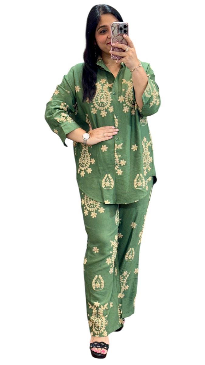Printed Shirt With Trouser Coord Set FC1882