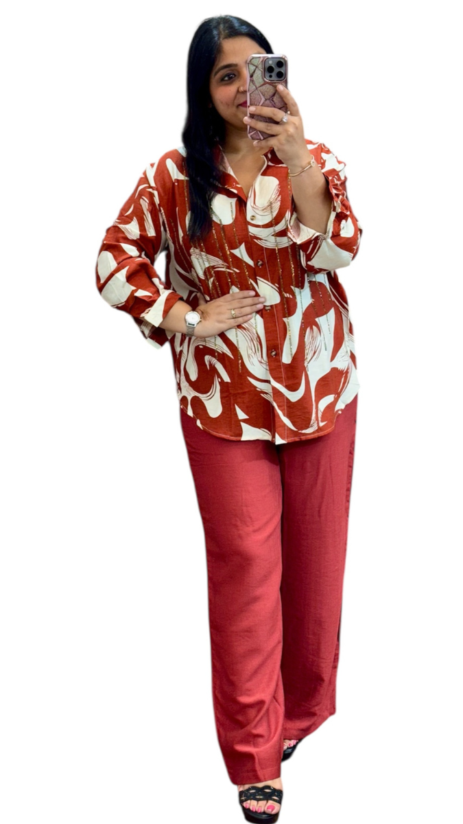 Printed Shirt With Trouser Coord Set FC1889