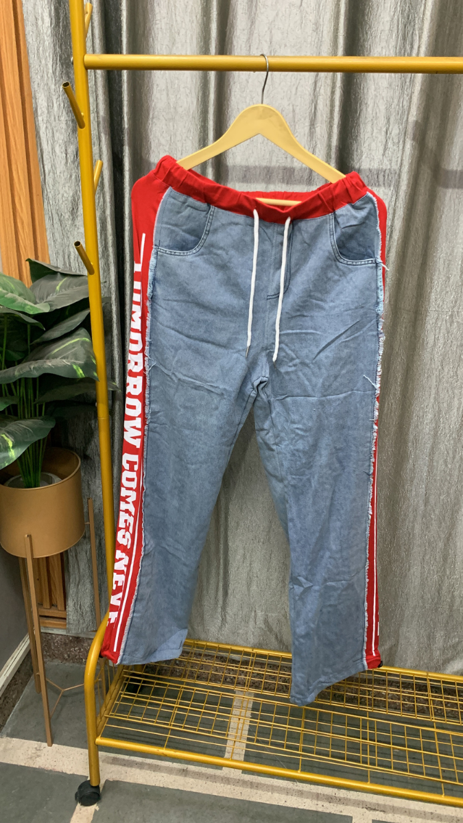 Printed Sides Loose Denim Pant FC2514