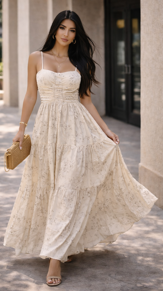 Printed Striped Maxi Dress FC2329