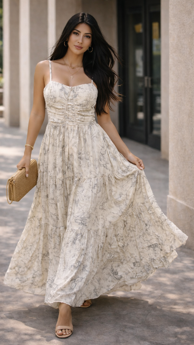 Printed Striped Maxi Dress FC2329