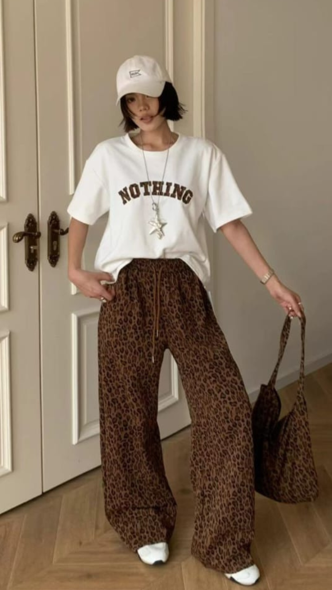 Printed Top With Leopard Printed Pant Coord Set FC2467