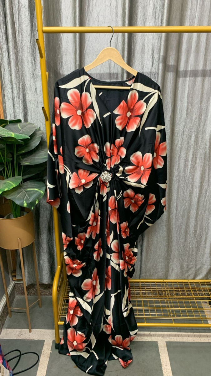 Printed V Neck Kaftan Dress FC2453