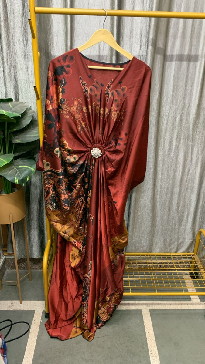 Printed V Neck Kaftan Dress FC2453