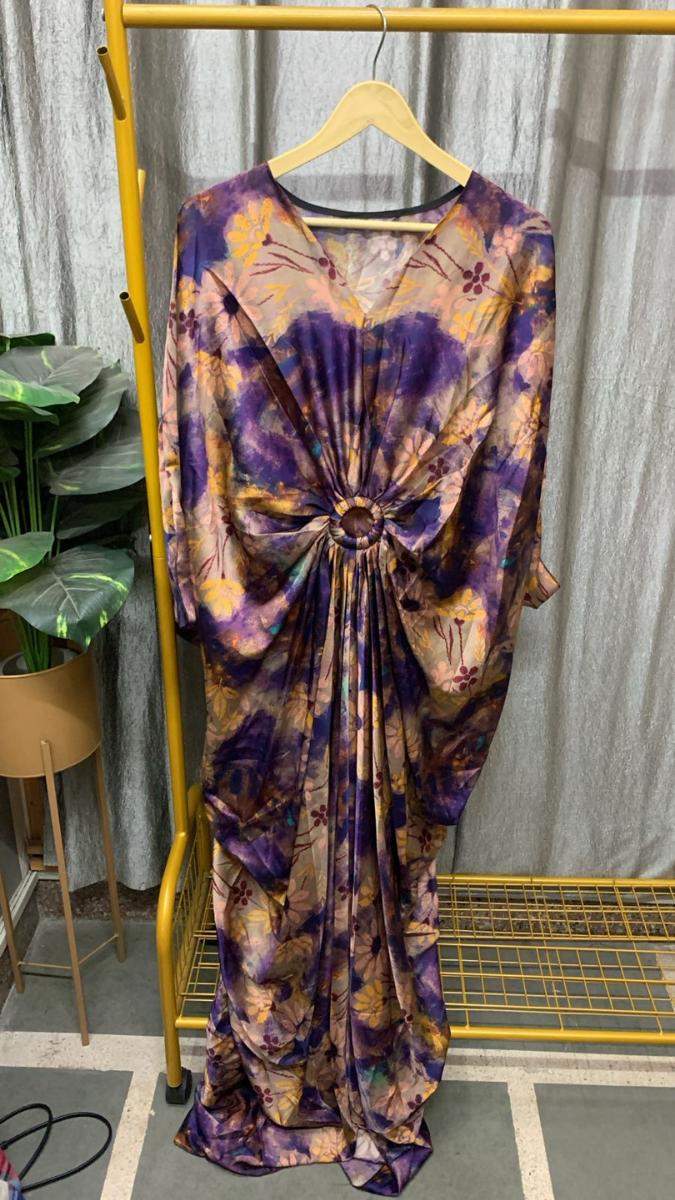 Printed V Neck Kaftan Dress FC2453