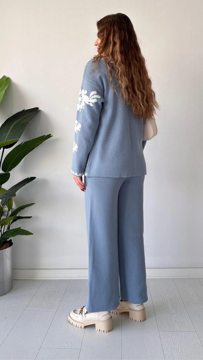 Printed Shrug With V Neck Inner And Loose Pant FC2000