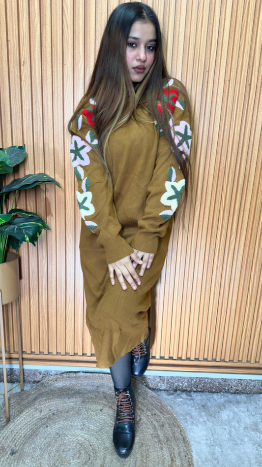 Stylish Sleeve Knitting Midi Dress FC2102