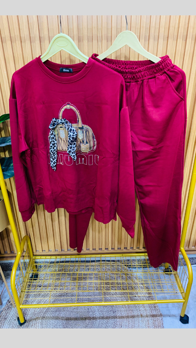 Purse With Scarf Printed Round Neck Coord Set FC1869